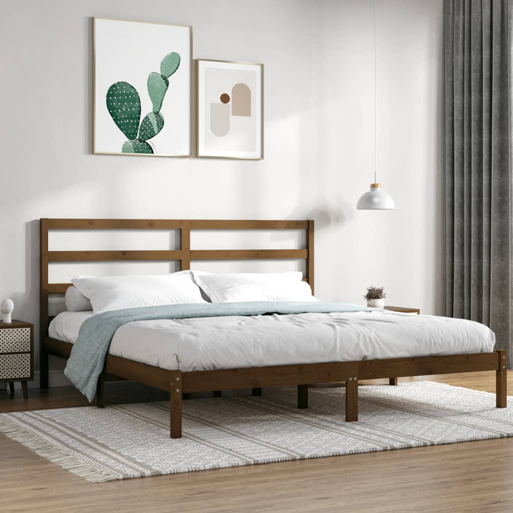 Berkfield Bed Frame Honey Brown Solid Wood Pine 200x200 cm