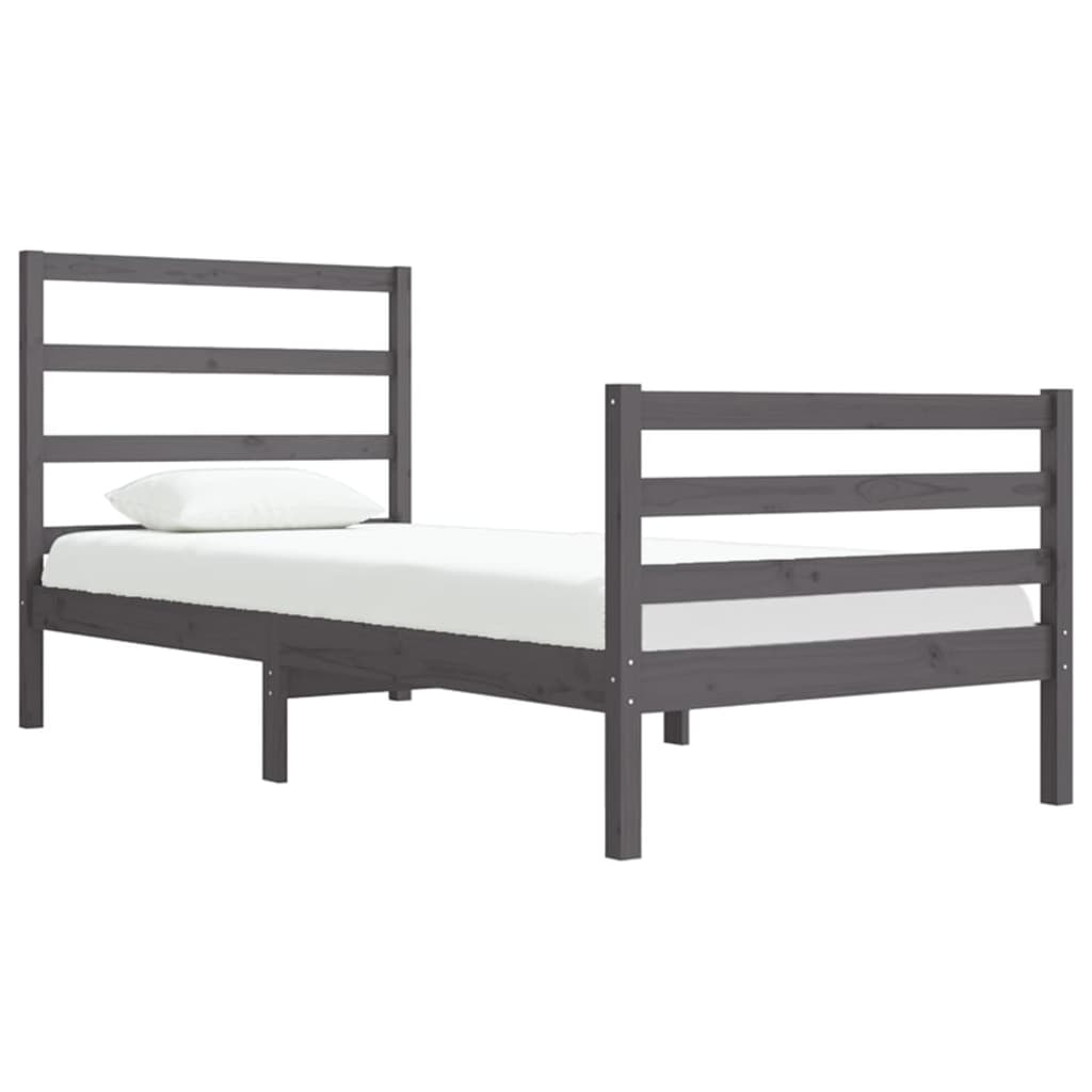 Berkfield Bed Frame Grey Solid Wood Pine 90x190 cm Single