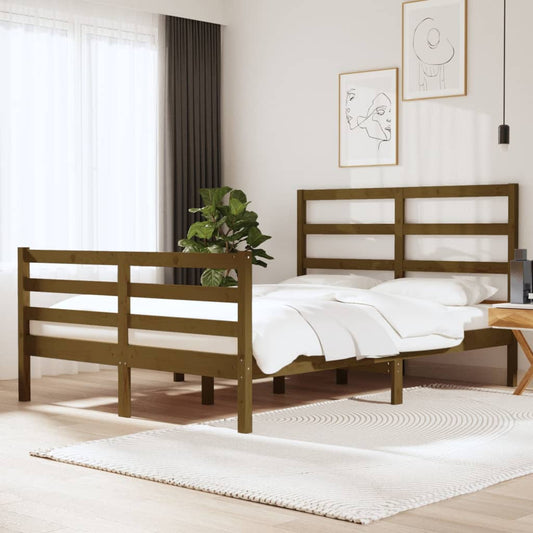 Berkfield Bed Frame Honey Brown Solid Wood Pine 120x190 cm Small Double