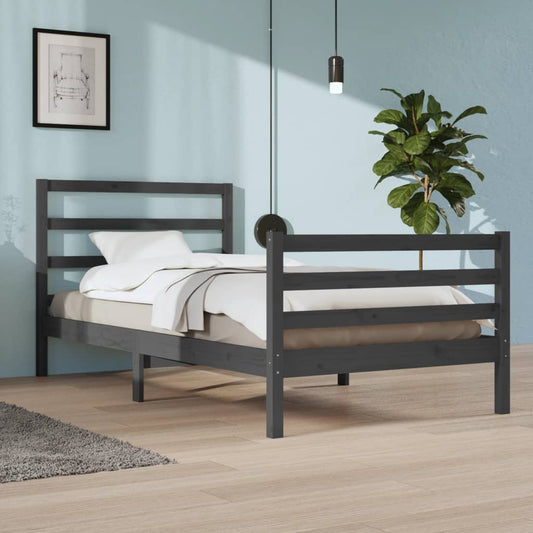Berkfield Bed Frame Grey Solid Wood Pine 100x200 cm