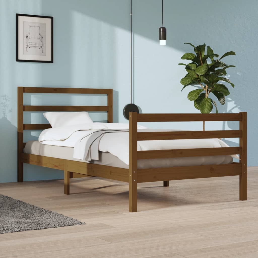 Berkfield Bed Frame Honey Brown Solid Wood Pine 100x200 cm