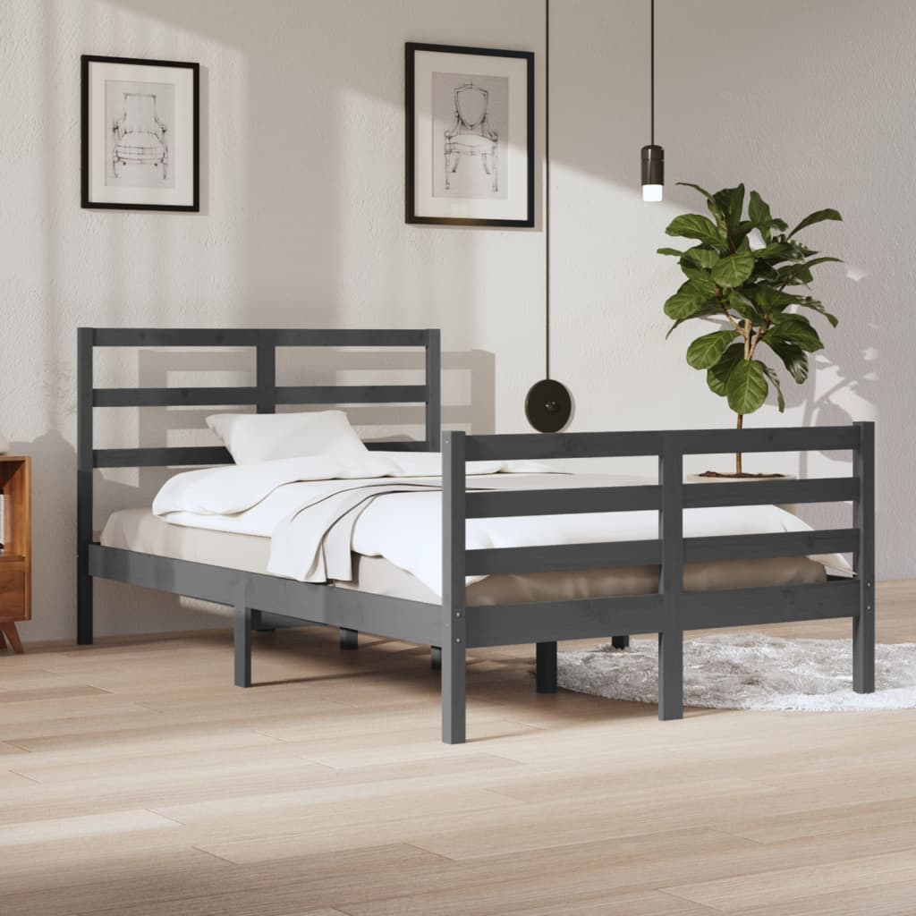 Berkfield Bed Frame Grey Solid Wood Pine 120x200 cm