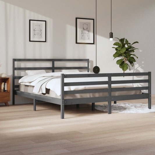 Berkfield Bed Frame Grey Solid Wood Pine 200x200 cm
