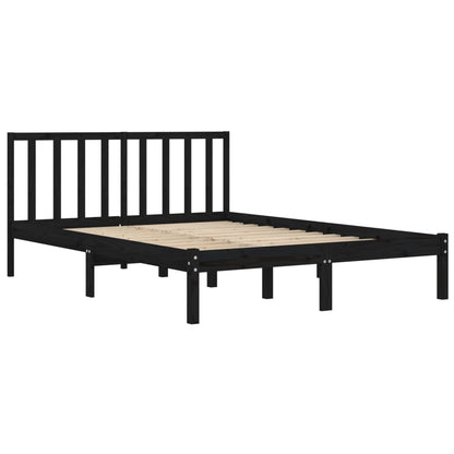 Berkfield Bed Frame Black Solid Wood Pine 120x190 cm Small Double