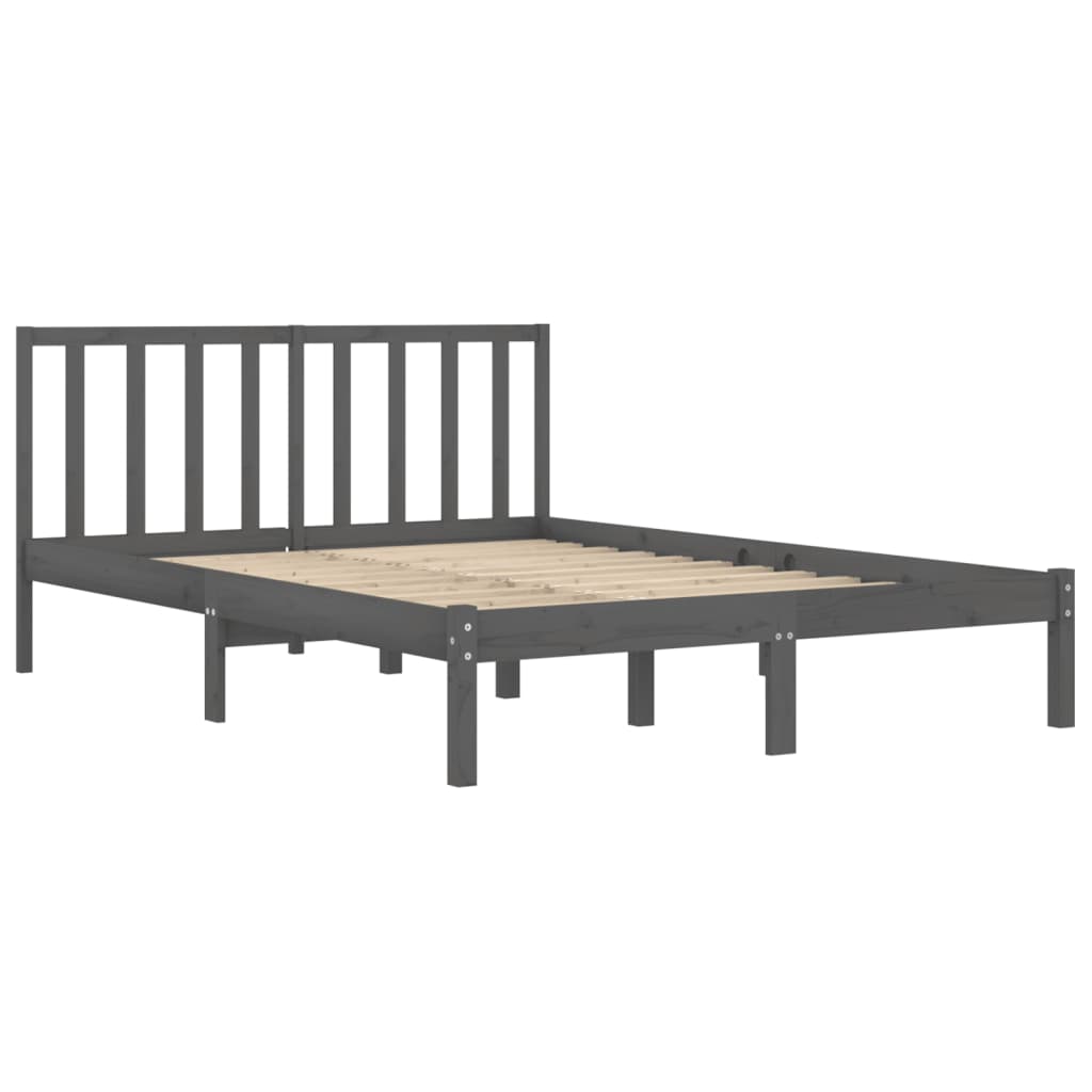 Berkfield Bed Frame Grey Solid Wood Pine 140x190 cm