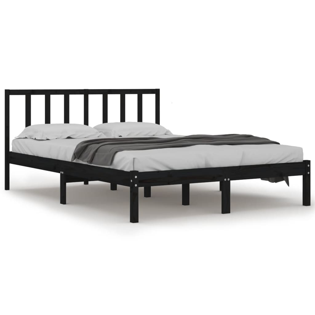 Berkfield Bed Frame Black Solid Wood Pine 120x200 cm