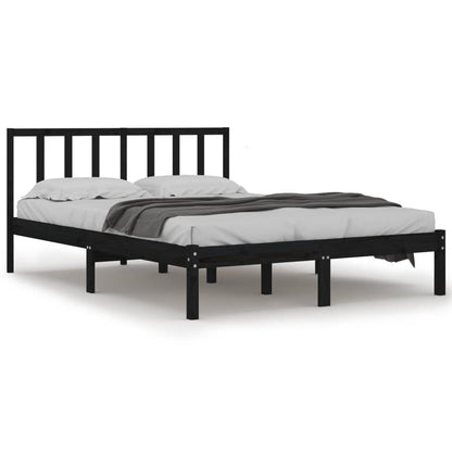 Berkfield Bed Frame Black Solid Wood Pine 120x200 cm