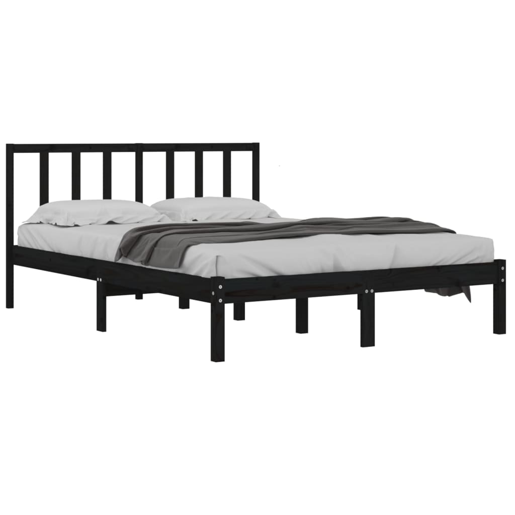 Berkfield Bed Frame Black Solid Wood Pine 120x200 cm