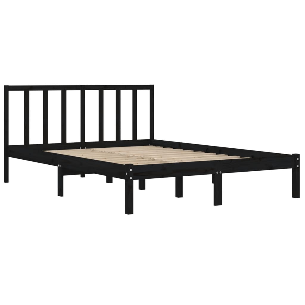 Berkfield Bed Frame Black Solid Wood Pine 120x200 cm