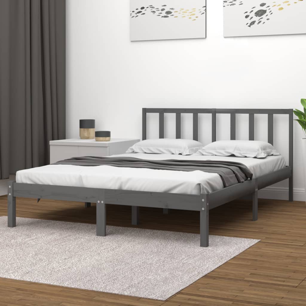Berkfield Bed Frame Grey Solid Wood Pine 140x200 cm