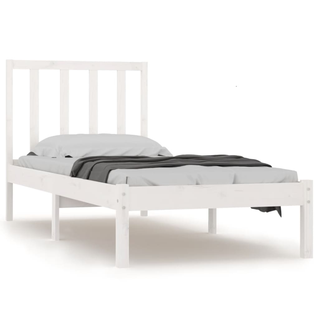 Berkfield Bed Frame White Solid Wood Pine 90x190 cm Single