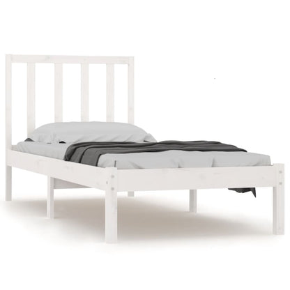 Berkfield Bed Frame White Solid Wood Pine 90x190 cm Single