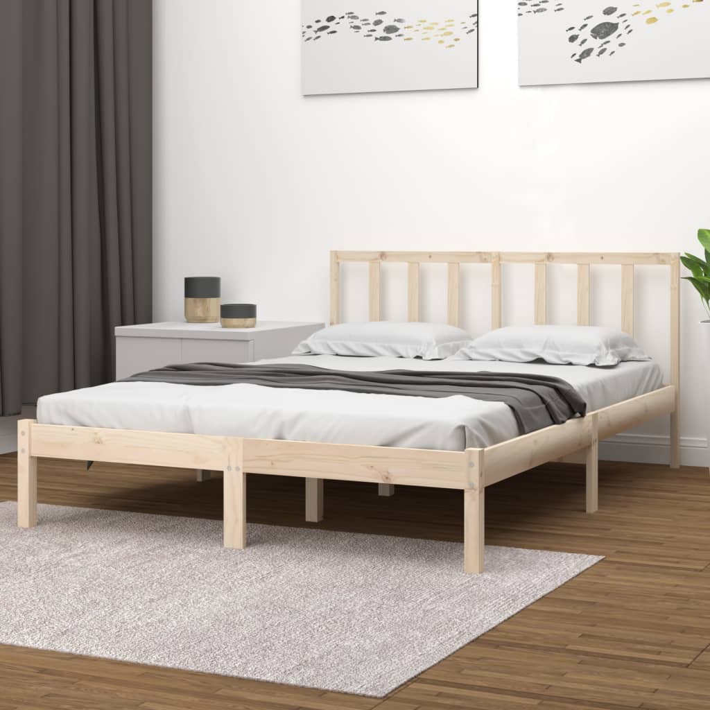 Berkfield Bed Frame Solid Wood Pine 135x190 cm Double