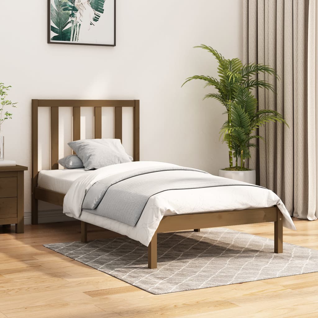 Berkfield Bed Frame Honey Brown Solid Wood Pine 90x190 cm Single