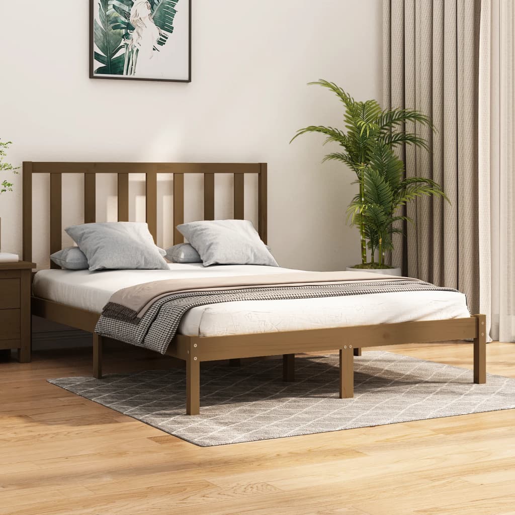 Berkfield Bed Frame Honey Brown Solid Wood 120x190 cm Small Double