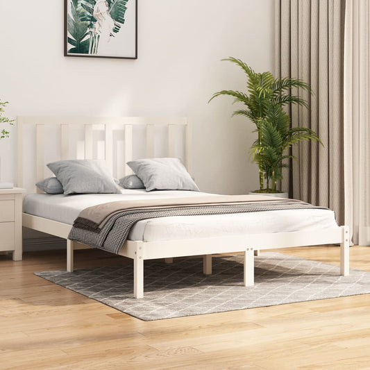 Berkfield Bed Frame White Solid Wood Pine 150x200 cm King Size