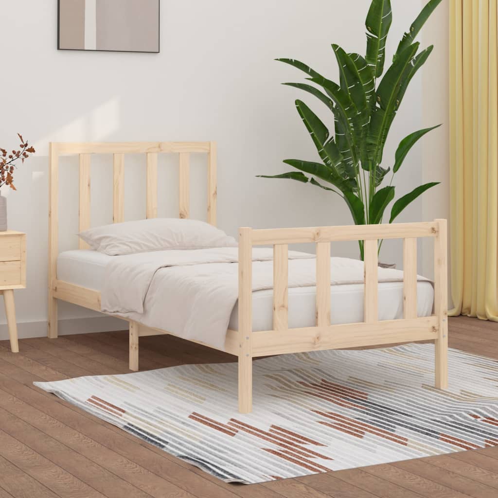 Berkfield Bed Frame Solid Wood 75x190 cm Small Single