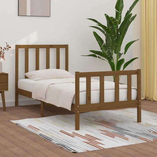 Berkfield Bed Frame Honey Brown Solid Wood 75x190 cm Small Single