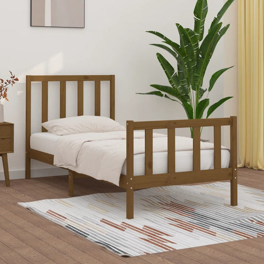 Berkfield Bed Frame Honey Brown Solid Wood 90x190 cm Single