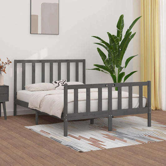 Berkfield Bed Frame Grey Solid Wood 140x190 cm