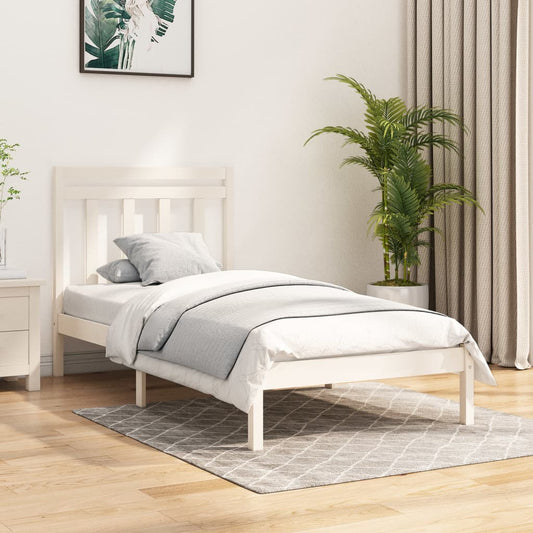 Berkfield Bed Frame White Solid Wood 75x190 cm Small Single