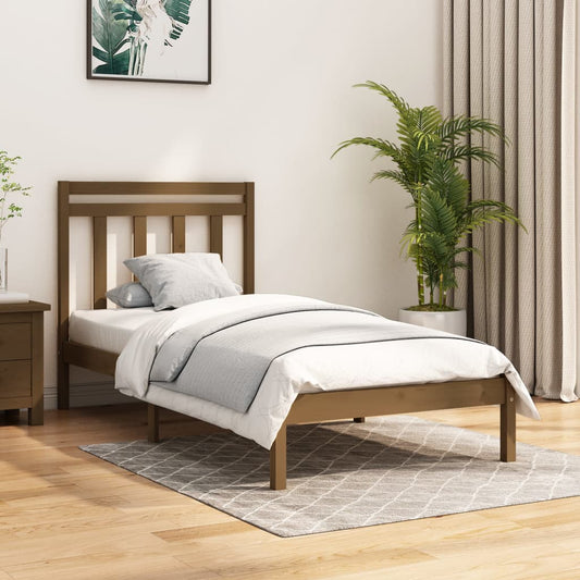 Berkfield Bed Frame Honey Brown Solid Wood 75x190 cm Small Single