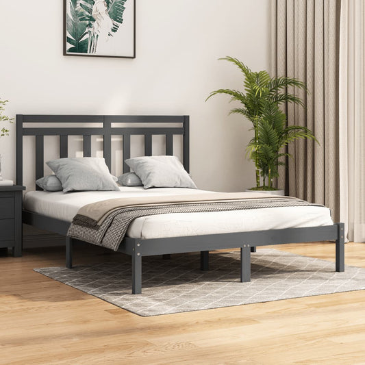 Berkfield Bed Frame Grey Solid Wood 120x190 cm Small Double