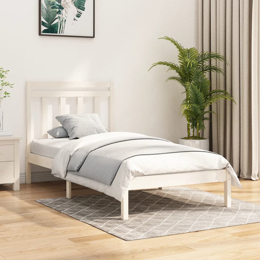 Berkfield Bed Frame White Solid Wood 90x200 cm