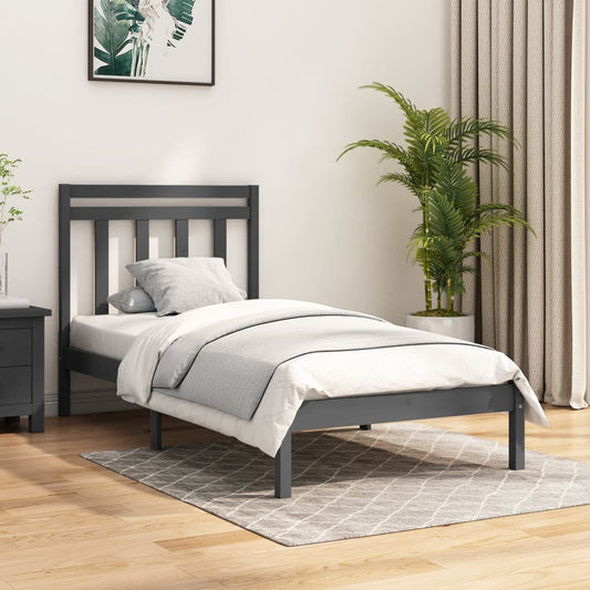Berkfield Bed Frame Grey Solid Wood 100x200 cm
