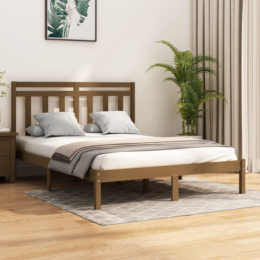 Berkfield Bed Frame Honey Brown Solid Wood 140x200 cm