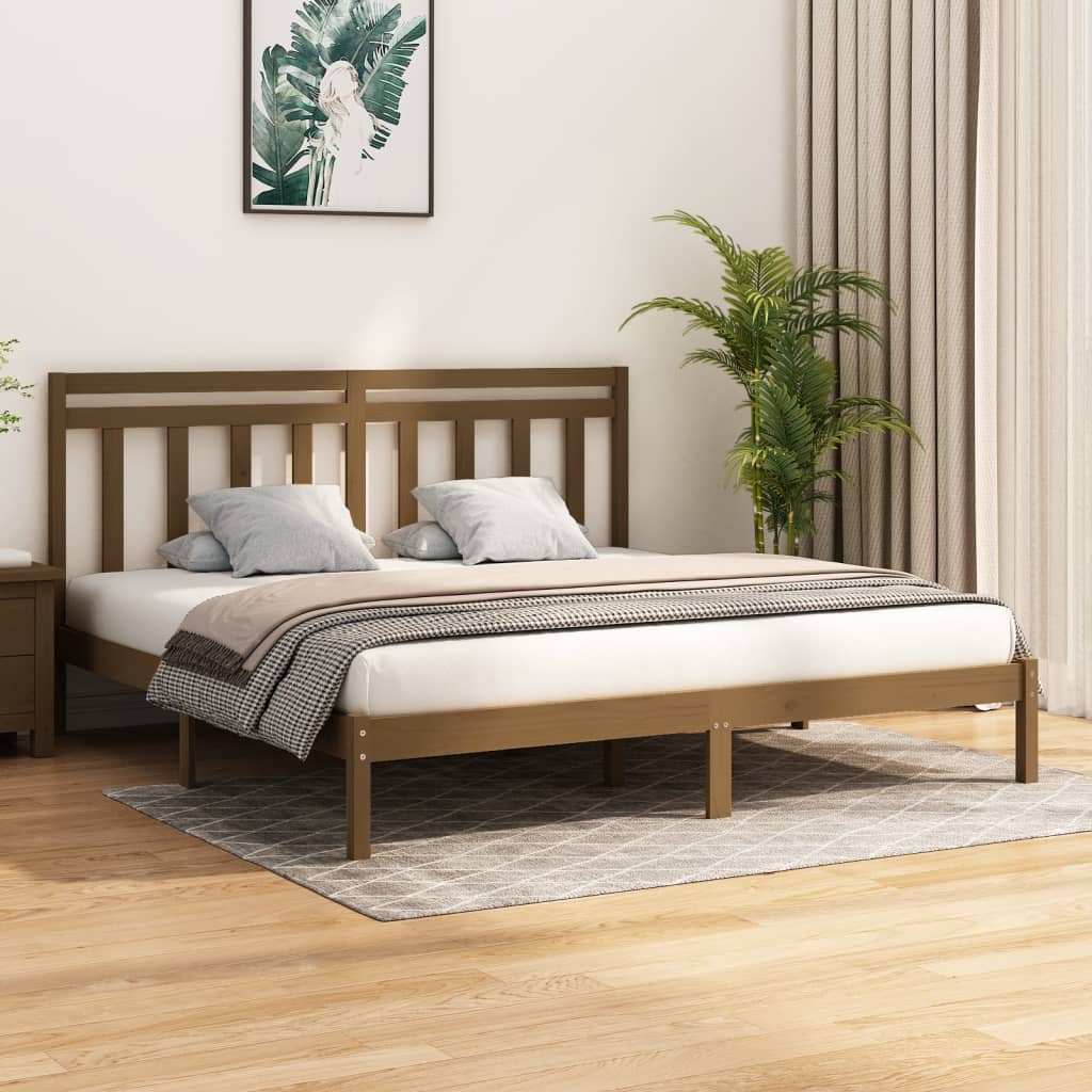 Berkfield Bed Frame Honey Brown Solid Wood 180x200 cm Super King Size