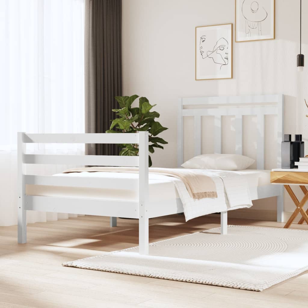 Berkfield Bed Frame White Solid Wood 90x190 cm Single