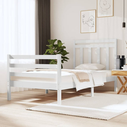 Berkfield Bed Frame White Solid Wood 90x190 cm Single