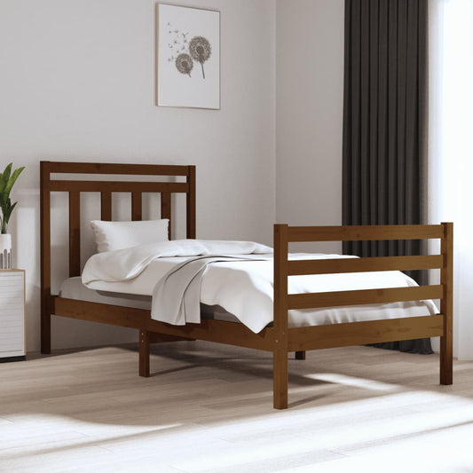 Berkfield Bed Frame Honey Brown Solid Wood 90x190 cm Single