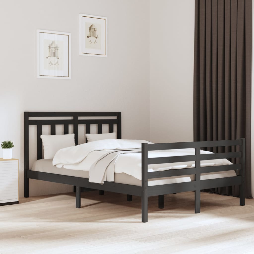 Berkfield Bed Frame Grey Solid Wood 120x190 cm Small Double