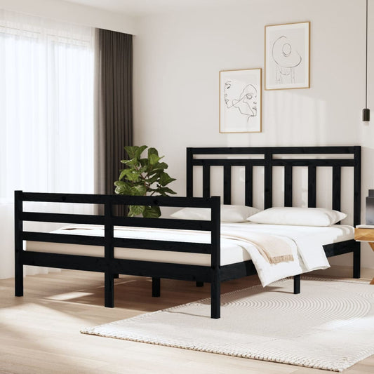 Berkfield Bed Frame Black Solid Wood 120x190 cm Small Double