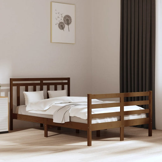 Berkfield Bed Frame Honey Brown Solid Wood 135x190 cm Double