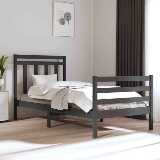Berkfield Bed Frame Grey Solid Wood 90x200 cm
