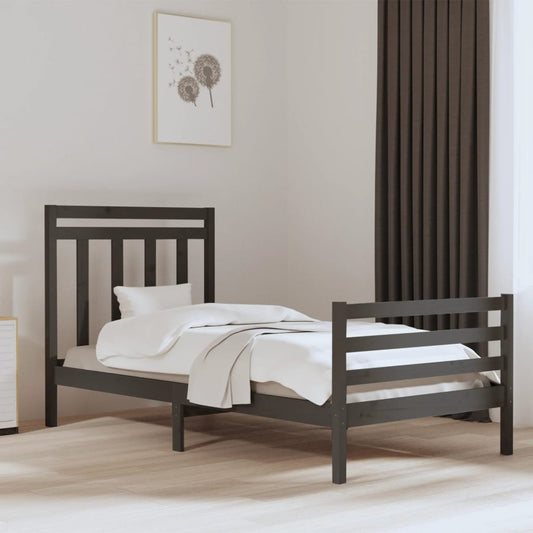 Berkfield Bed Frame Grey Solid Wood 100x200 cm