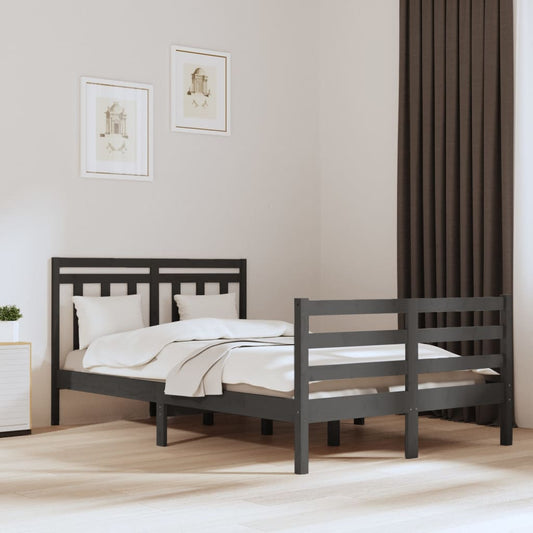 Berkfield Bed Frame Grey Solid Wood 120x200 cm