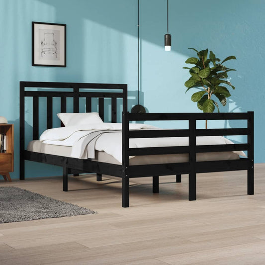 Berkfield Bed Frame Black Solid Wood 120x200 cm