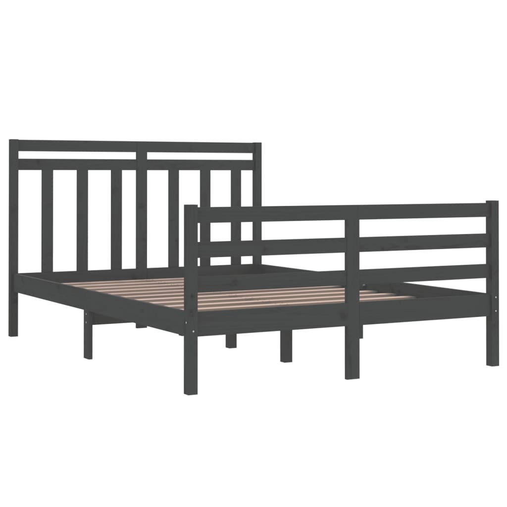 Berkfield Bed Frame Grey Solid Wood 140x200 cm