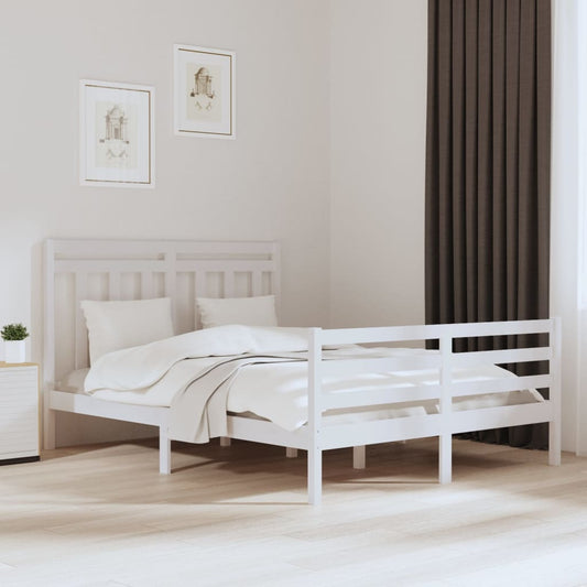 Berkfield Bed Frame White Solid Wood 150x200 cm King Size