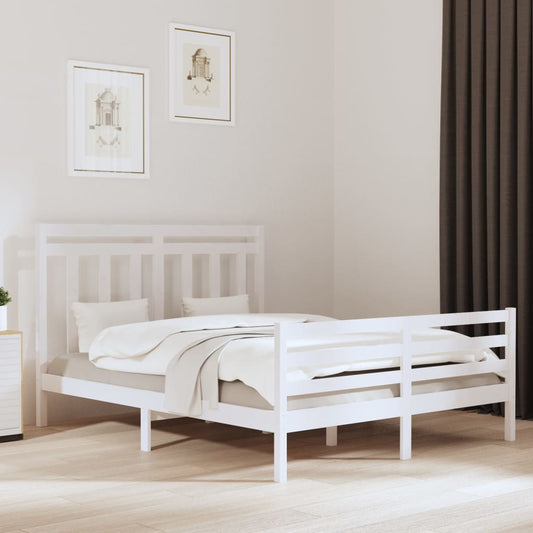 Berkfield Bed Frame White Solid Wood 160x200 cm