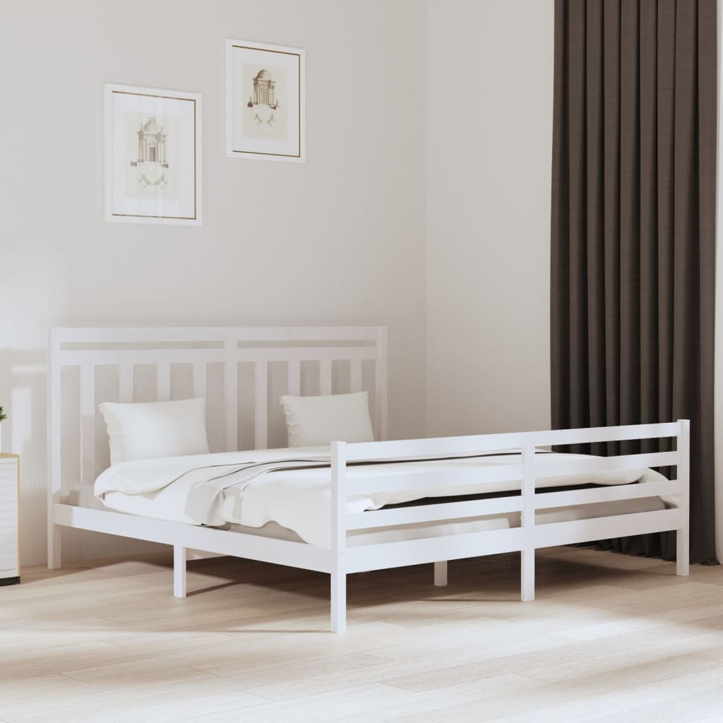 Berkfield Bed Frame White Solid Wood 200x200 cm