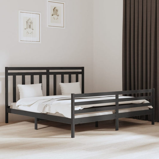 Berkfield Bed Frame Grey Solid Wood 200x200 cm