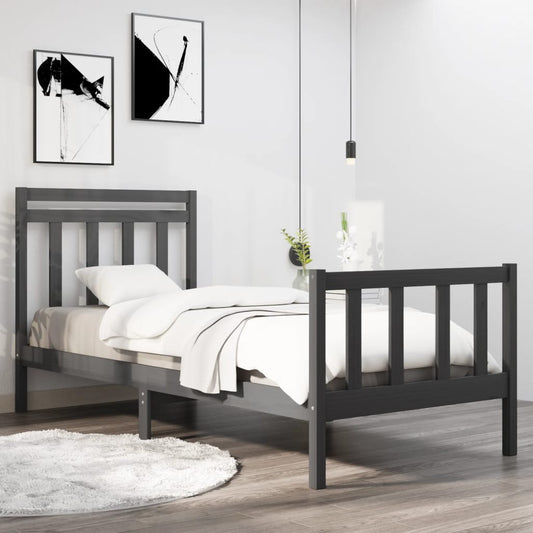 Berkfield Bed Frame Grey Solid Wood 75x190 cm Small Single