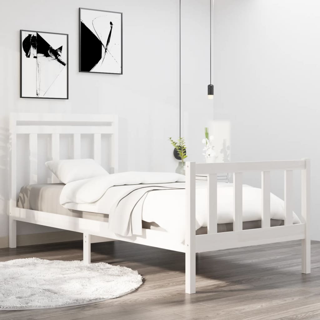 Berkfield Bed Frame White Solid Wood 90x190 cm Single