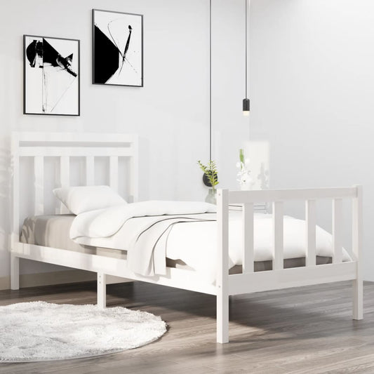 Berkfield Bed Frame White Solid Wood 90x190 cm Single