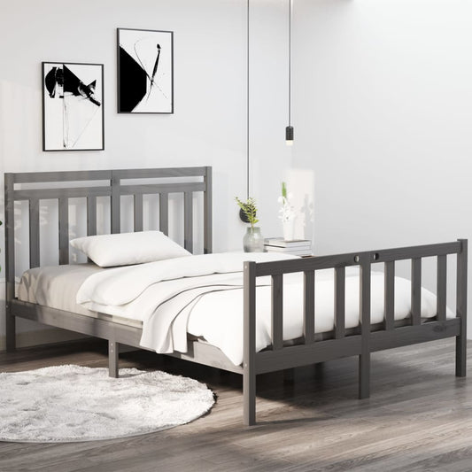 Berkfield Bed Frame Grey Solid Wood 120x190 cm Small Double